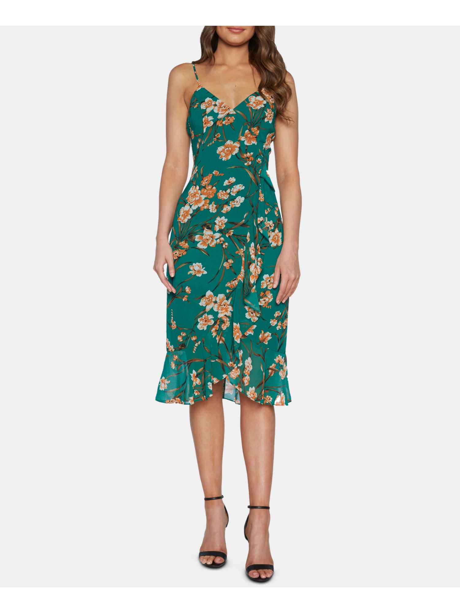 bardot green floral dress