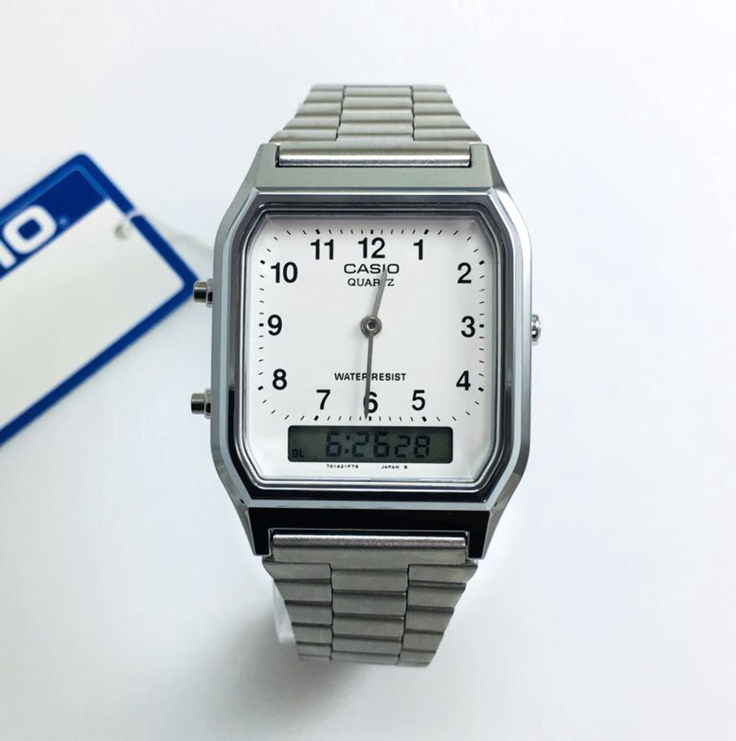 Casio Men's Classic Stainless Steel Analog Watch Quartz Mineral Crystal AQ-230A-7B