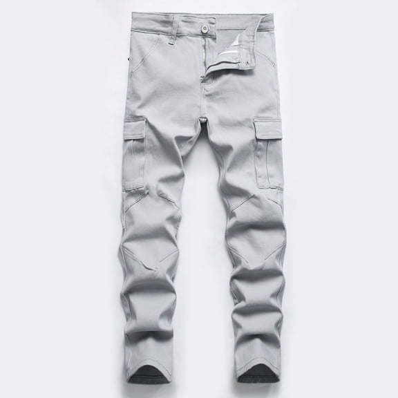 Tfken Children Boys Denim Pants Fall Fashion Straight-Leg Comfort Waist Solid Color Jeans Grey Size 6-7 Years