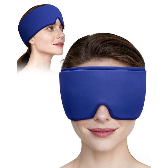 FACEMOON Adults Ice Soft Weighted Gel Cooling Comfort Eye Mask for Tired Eyes, Puffy Eyes, Dark Circles, Sleep Support with Storage Bag, Blue