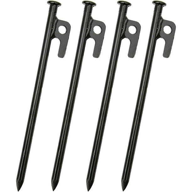 RIY 4 Pack Tent Stakes Heavy Duty 12 inch Steel Tent Pegs for
