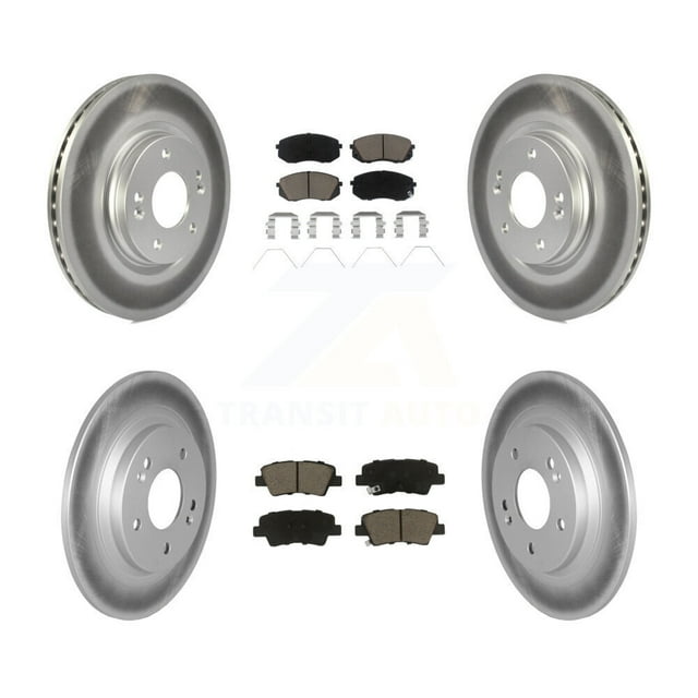 Transit Auto Front Rear Coated Disc Brake Rotors and Ceramic Pads Kit for Car 2022-2023 Hyundai Kona AWD with Electric Parking KGC-102405