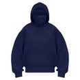 thumbnail image 5 of idosla Balaclava Ninja Hoodie with Built In Balaclava Unisex Women Long Sleeved Warm Pet Pocket and Winter Streetwear Sportswear Hoodies (Navy, XXL), 5 of 6