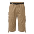 thumbnail image 4 of FRSASU Mens Cargo Shorts Long Capri Elastic Below the Knee 3/4 Cotton Casual Summer Shorts with Pockets Khaki, 4 of 6