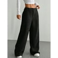 thumbnail image 5 of Women Solid Corduroy Wide Leg Pants Button Front Zipper Straight Pants with Pockets, 5 of 8