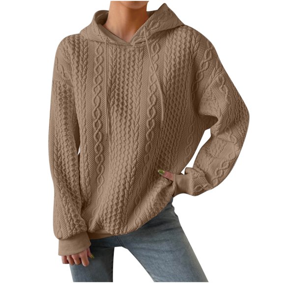 ChaoHeng Womens Hoodies Pullover Graphic 50% Off Clear 50% Off Clear,Fashion Women's Casual Long Sleeve Round Neck Ladies Sweatshirts Tops Blouse Plain Hoodie,Khaki,S