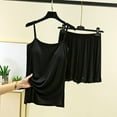 thumbnail image 2 of MGDXOX Sleepwear with Built in Bra for Women Nightwear Cami Top and Shorts Pajama Set V Neck Sleepwear Modal Pajamas Black XL, 2 of 3