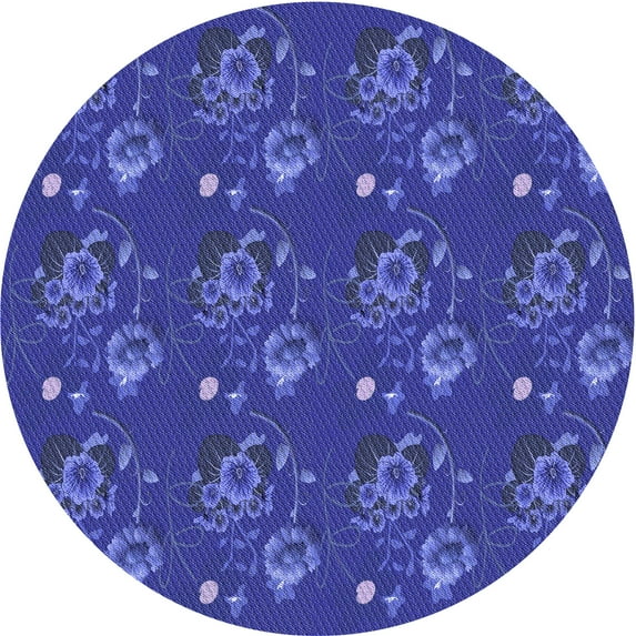 Ahgly Company Machine Washable Indoor Round Transitional Canary Blue Area Rugs, 4' Round