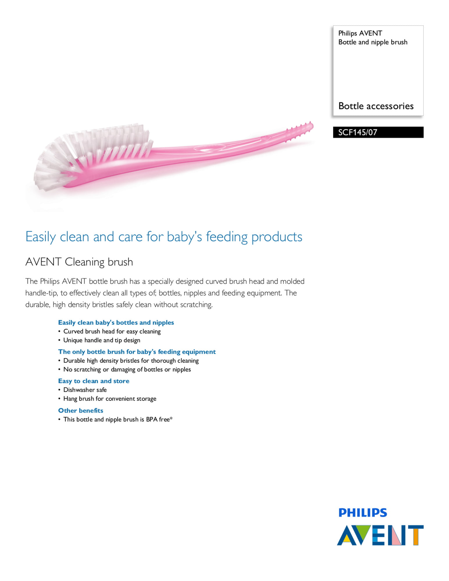 Philips AVENT Baby Bottle and Nipple Brush, Grey, SCF145/18