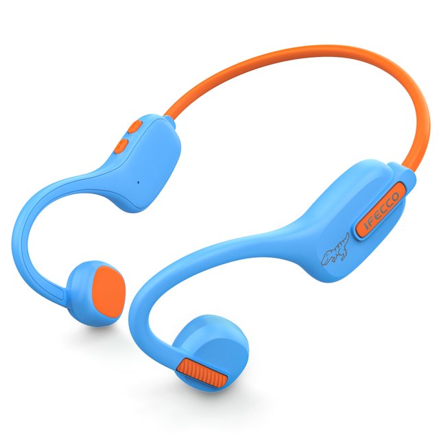 Auriculares inalámbricos para niños con micrófono abierto iFECCO Bluetooth 5.3, color azul