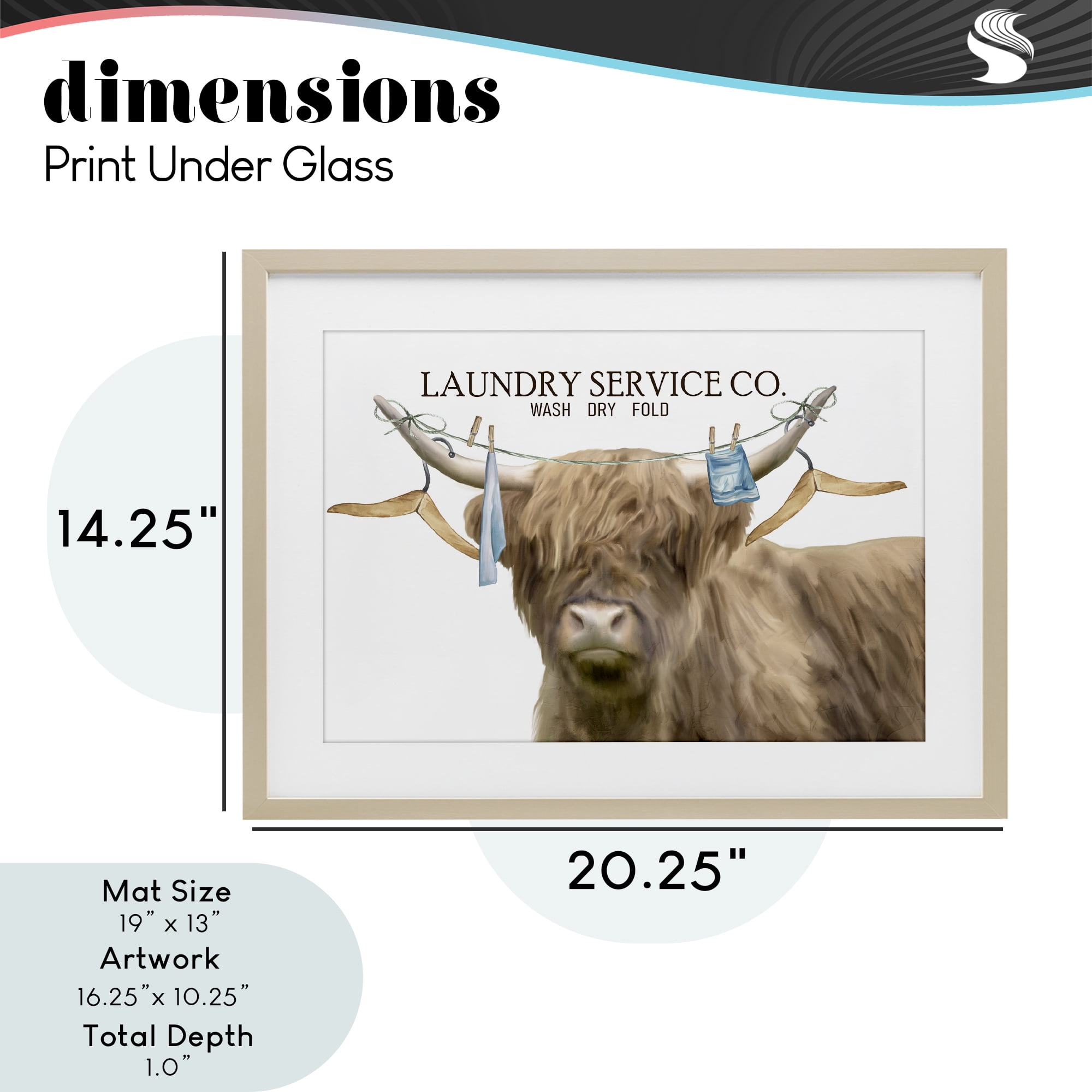 Laundry Service Cattle Birch Framed Print Under Glass, design by Kim Allen