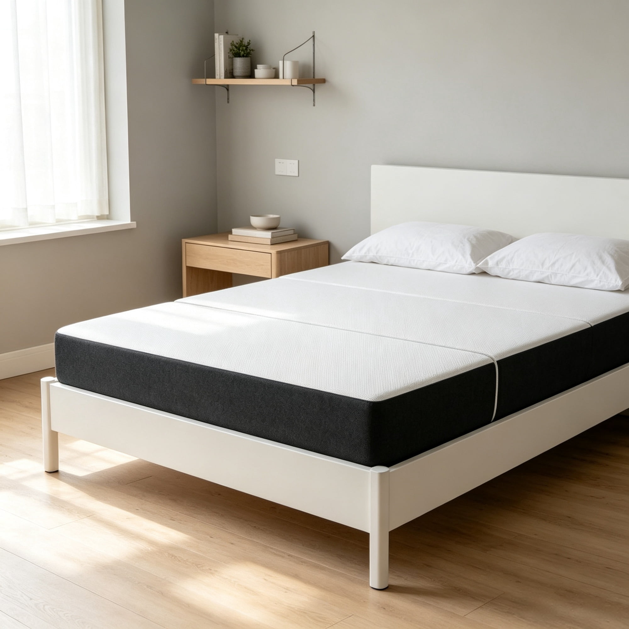 6 Inch Trifold Memory Foam Mattress 80" x 60" x 6", for Guest, Camping, RV, Travel, Yoga（Only Mattress）