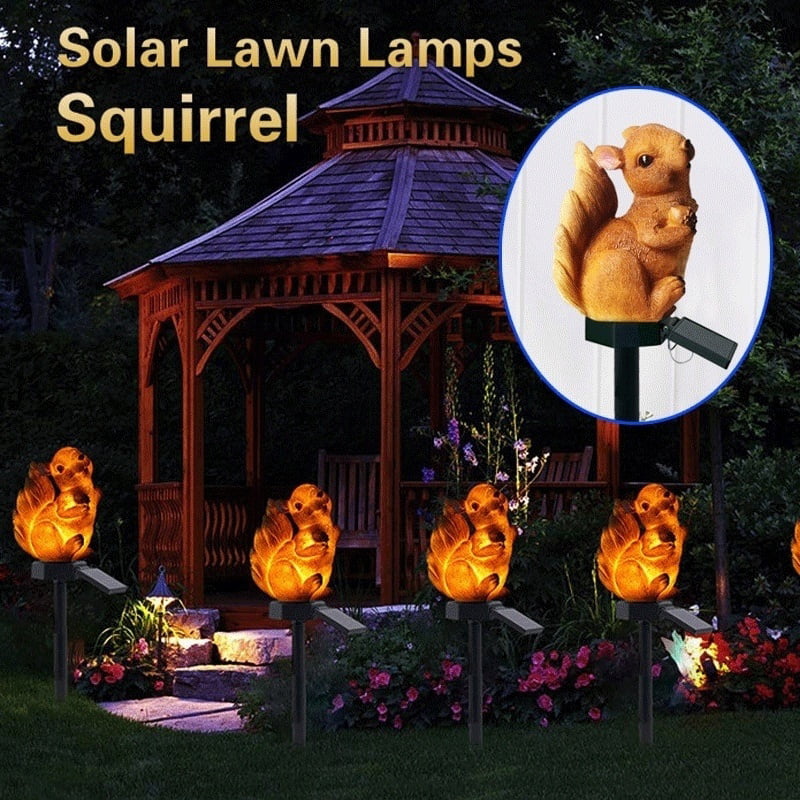 Patio and Outdoor Decoration Yard Squirrel Shape Solar Powered LED Light for Garden