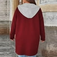 thumbnail image 4 of QUNYINEY Winter Coat for Women Coatigan Plus Size Red Overcoat Loose Fit Waffle Long Sleeve Hooded with Pockets Jacket for Women, 4 of 5
