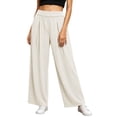 thumbnail image 5 of Mifsaly Wide Leg Track Pants Women High Waisted Pleated Athletic Pant Lightweight Breathable Flowy Casual Daily Wear Workout Clothes with Pockets White,L, 5 of 7