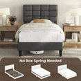 thumbnail image 6 of Renwick Twin Upholstered Bed Frame with Square Tufted Headboard, Dark Gray, 6 of 9