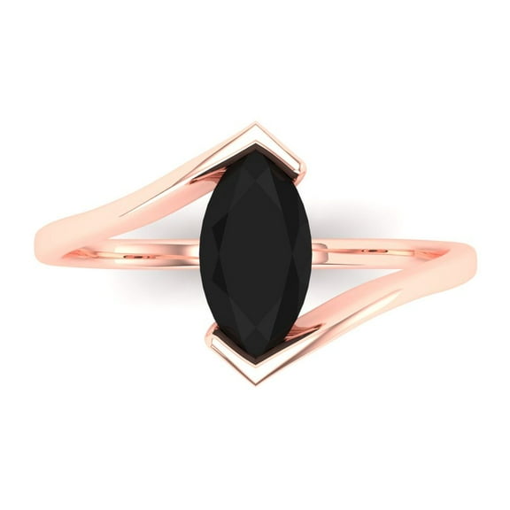 Solitaire Engagement Ring for Women - 2ct Natural Onyx in 18K Rose Gold Promise Ring