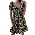 thumbnail image 2 of EGNMCR Robes d'Été Femmes Mode Tendance Femmes et Hiver Taille Robe Plissée à Fleurs, 2 of 5
