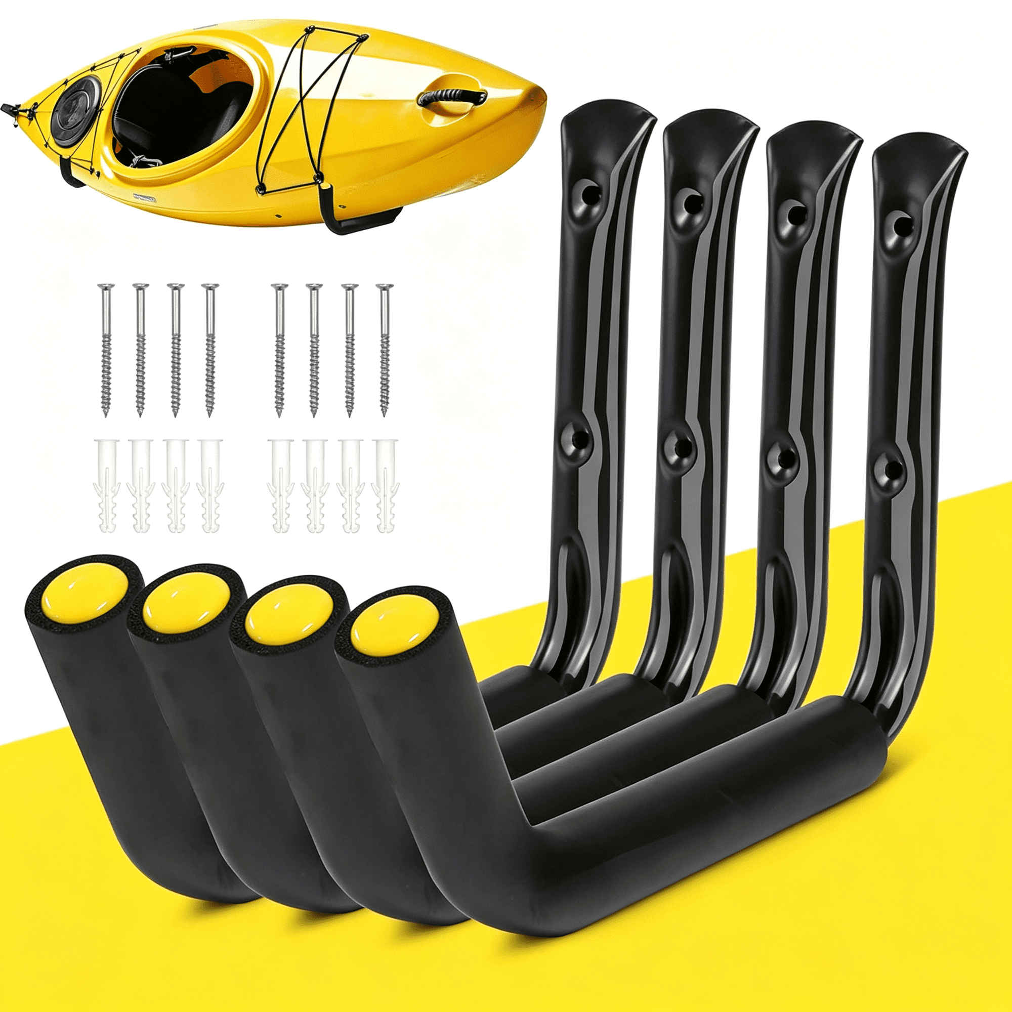 ZHZFKQ Heavy Duty Garage Storage Hooks -120 Lb Capacity 4Packs 15 Wall Mounted Rack for Hanging Kayak Paddle Board Ladders Bikes Enforced Kayak Storage Hanger
