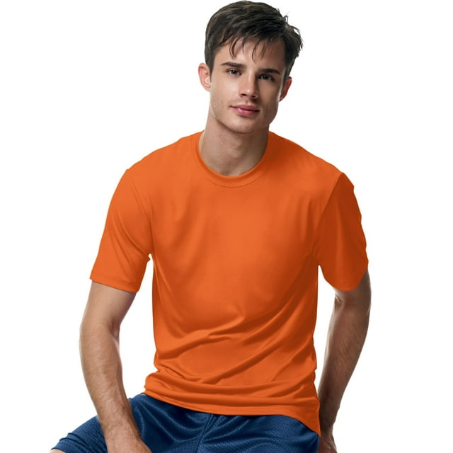 Hanes T-Shirt pour Homme Cool DRI Sans Étiquette, 3TG, Orange Sécurité