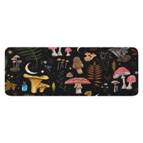 Red Mushroom Leaf Black Pattern Kitchen Rug Mat,Kitchen Runner Rugs Non Skid Washable,Decorative Kitchen Floor Mats for Kitchen,Sink,Laundry,17"x47.2"