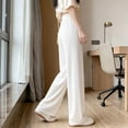 thumbnail image 5 of VEKDONE Women's Wide Leg Pants High Waisted Pleated Trousers Elastic Waist Loose Fit Slacks Summer Solid Color Lightweight Bottoms Beige L, 5 of 5