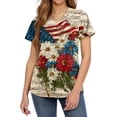 thumbnail image 2 of Womens 4th of July Scrub Tops Casual V Neck Red White and Blue Print Scrub Shirts Short Sleeve USA 250th Anniversary Patriotic Scrubs Nursing Uniform Medical Nurse Workwear with Pockets Khaki S, 2 of 4