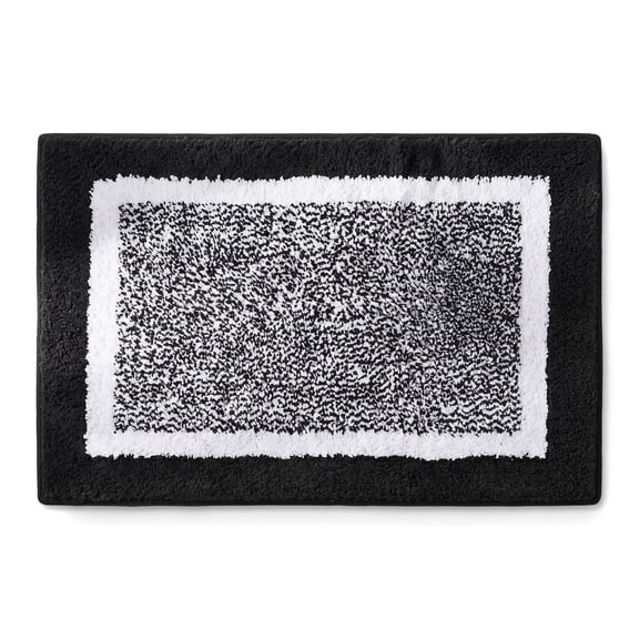 Aemutady Black & White Microfiber Bath Mat, Non-Slip, 23.6 x 15.7 in.