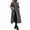 Gray, variant on Female Winter -Lined Midi Long Denim Jacket Casual Button Down Jean Trench Coat Medium Blue L