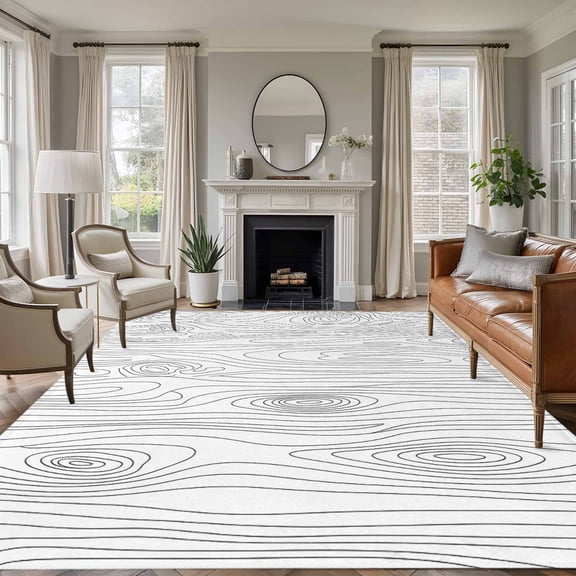 Large Area Rugs for Living Room Bedroom, Simple Line Wooden Texture 6'x9' Rug Washable Carpet Runner Indoor Outdoor, Modern Striped Non Slip Floor Mats Rug for Kitchen, Playroom
