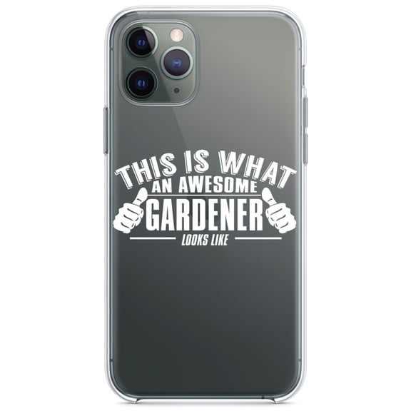 DistinctInk Clear Shockproof Hybrid Case for iPhone 11 (6.1" Screen) - TPU Bumper Acrylic Back Tempered Glass Screen Protector - This is What an Awesome Gardener Looks Like
