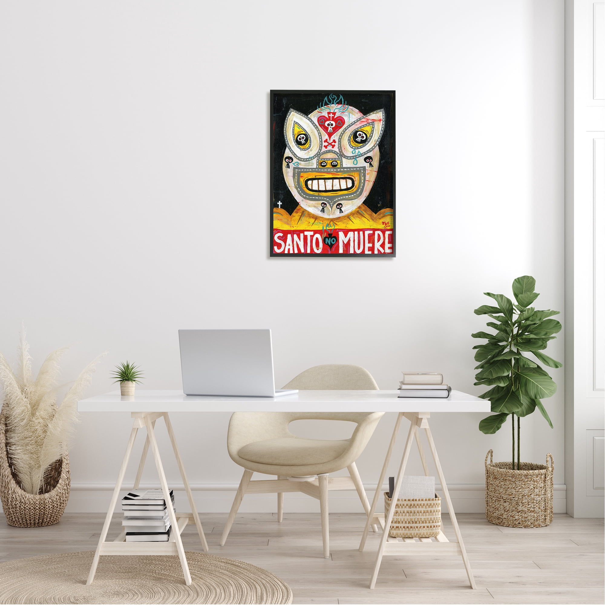 Stupell Industries Santo No Muere Mexican Wrestler Mask Skull Motif Framed Wall Art, 24 x 30, Design by Jorge R. Gutierrez