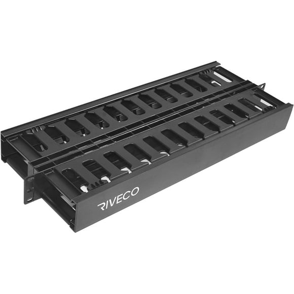 ERDS-1U 2-Sides Cable Management Both Front & Rear Tray for Network Rack Server Cabinet Wire Managing 19" Plastic Black