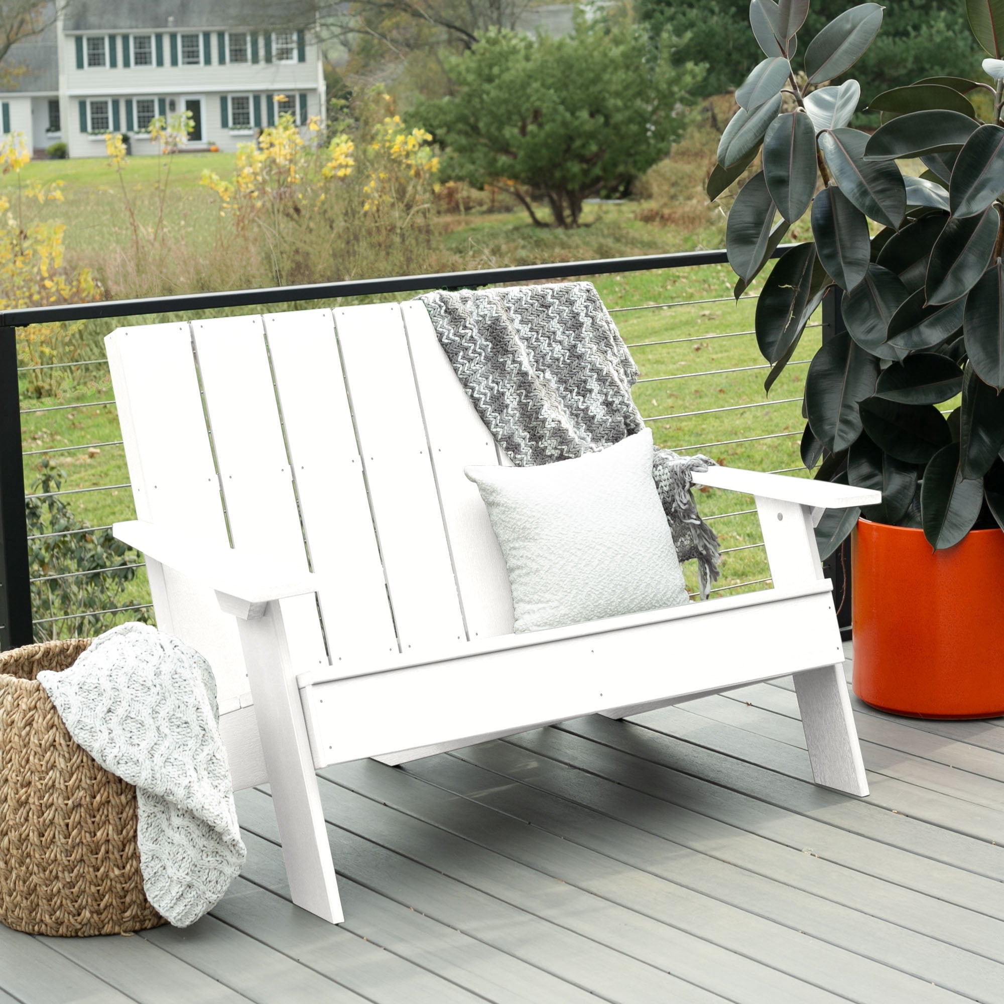 Highwood Double Wide Modern Adirondack Chair - Outdoor, Eco-friendly, Synthetic Wood