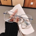 thumbnail image 2 of Montura transparente Vintage para mujer, espejo plano con luz azul, estilo coreano, cara lisa, adelgazante, montura grande, gafas con montura para miopía, 2 of 5