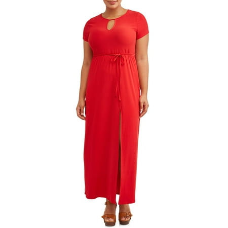 Juniors' Plus Size Keyhole Maxi Dress