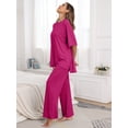 thumbnail image 3 of MINTREUS Lounge Sets for Women Knit Short Sleeve Tops and Long Pants Soft Comfy Pajamas Set Oversized 2 Piece Outfits S-4X, 3 of 8