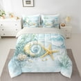 thumbnail image 2 of jejeloiu Starfish Snail Coral Twin Bedding Sets 7-Piece,Underocean Animal Bedding Comforter Set,Ocean Waves Sheet Sets For Boys,Ultra Soft Room Decoration Reversible, 2 of 8