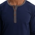 thumbnail image 5 of ZCFZJW Mens Athletic T-Shirts Casual Solid Color Long Sleeve Button Neckline Pullover Sweatshirts Trendy Soft Cotton Tees Tops Dark Blue S, 5 of 6