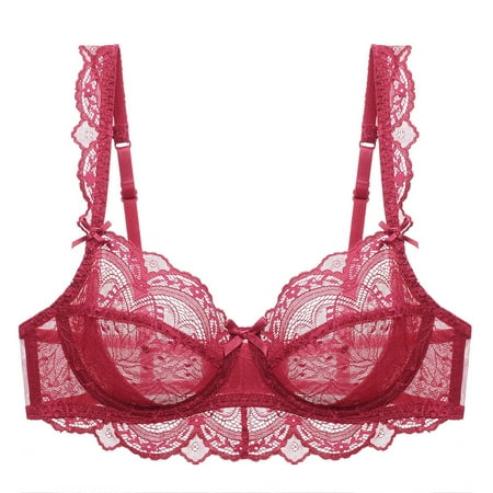 

Guoeappa Women s Lace Bra Beauty Sheer Sexy Bra Non Padded Underwired Unlined Bra