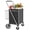 Grey, variant on Extra Jumbo Shopping Cart on Wheels, 2 Layers Foldable Utility Cart with Double Basket and 360° Swivel Wheels for Groceries Laundry, White Metal Frame