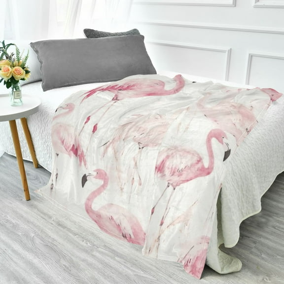 70x55 Inches Glow in The Dark Blanket Cozy Throw Camping Blankets for Home and Outdoor Use Pink Flamingos