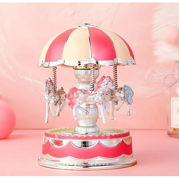 Carousel Music Box Horse Christmas Girls Musical-Luxury Carousel Music Box Rotate and Automatic Lifting LED Light Rotation
