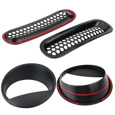 - Lv. life 7pcs Front Grill Inserts Mesh Trim & 2pcs Big Eye Headlight Bezels for Jeep Wrangler JK 07-16 ,Front Grill, Headlamp Cover