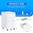 thumbnail image 6 of Gaeanet 3 Drawer File Cabinet with Wheels, Under Desk Metal Rolling Filing Cabinet with Lock for Home Office, Fully Assembled, White, 6 of 8