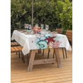 thumbnail image 2 of Outdoor Tablecloth with Umbrella Hole and Zipper, Blue Starfish Beach Rectangle Table Cloth 54x80 Inch Waterproof Tablecloth, Summer Coral Conch Coastal Retro Beige Picnic Table Cover for Patio, 2 of 7