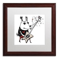 Trademark Fine Art "Wild Guitar Wolf" Canvas Art by Carla Martell, White Matte, Wood Frame