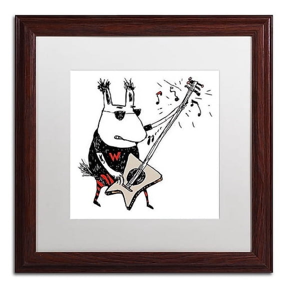 Trademark Fine Art "Wild Guitar Wolf" Canvas Art by Carla Martell, White Matte, Wood Frame