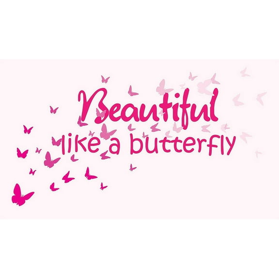 Pink 45" wide Beautiful Like a Butterfly with butterflies… Nursery Room Baby Room yKid Room Décor Sticker Art Vinyl