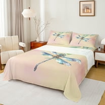 Manfei Vintage Dragonfly Insect Bed Sheets, Rustic Farmhouse Animal King Sheets, Teens Kids Adult Sheet Set, Lightweight Room Decor, 4pcs